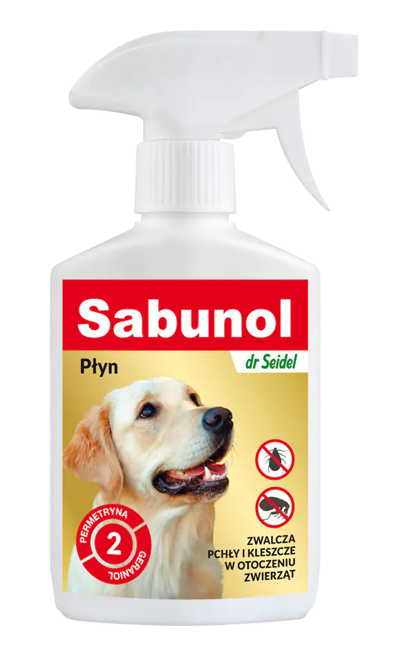 ⁨SABUNOL flea control liquid surrounded by animals 250 ml⁩ at Wasserman.eu