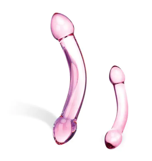 ⁨Glas - Double Trouble Purple Glass Dildo⁩ w sklepie Wasserman.eu