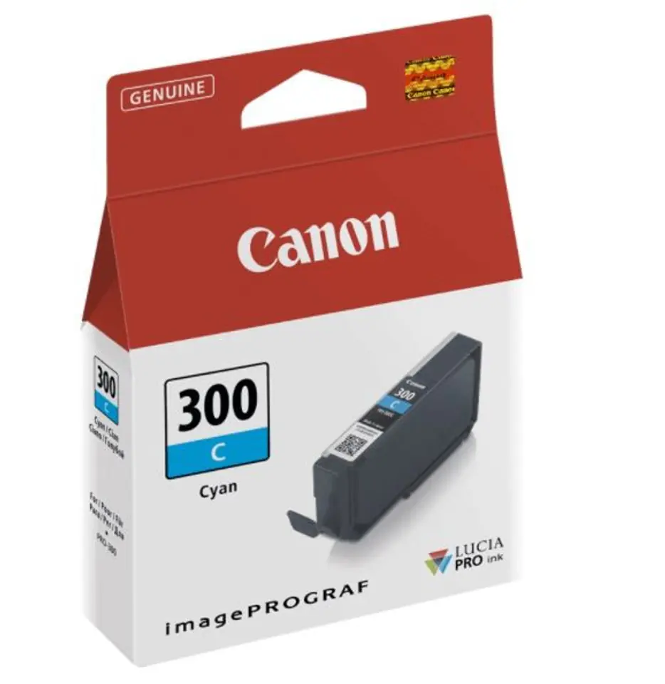 ⁨Canon oryginalny ink / tusz PFI300C, cyan, 14,4ml, 4194C001, Canon imagePROGRAF PRO-300⁩ w sklepie Wasserman.eu