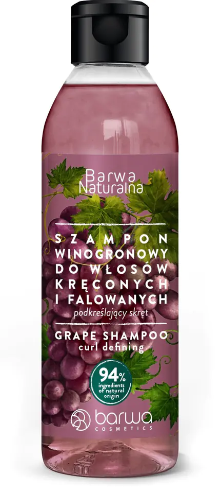 ⁨BARWA Naturalna Winogrono Szampon podkreślający skręt do włosów kręconych i falowanych 300ml⁩ w sklepie Wasserman.eu