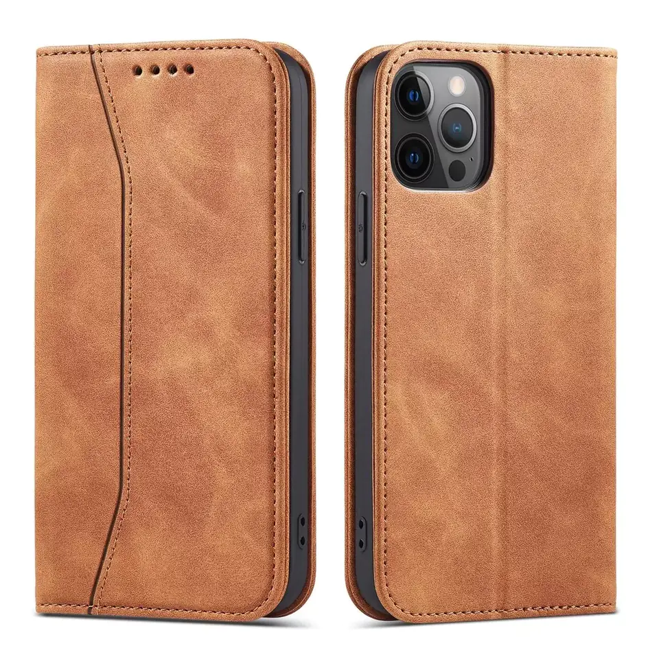 ⁨Magnet Fancy Case Case for iPhone 12 Pro Max Card Wallet Case Card Stand brown⁩ at Wasserman.eu