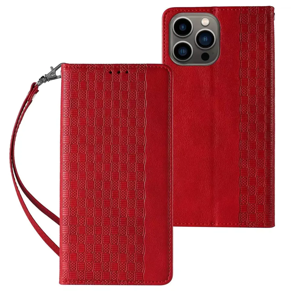 ⁨Magnet Strap Case Case for iPhone 13 Pro Wallet Case + Mini Lanyard Pendant Red⁩ at Wasserman.eu