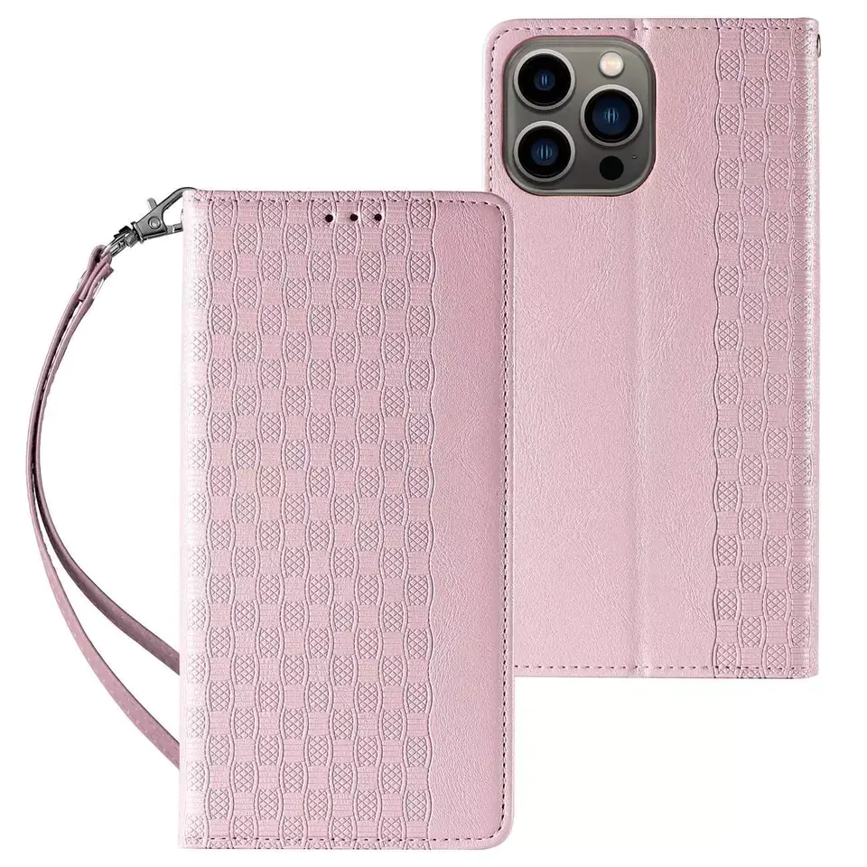 ⁨Magnet Strap Case etui do iPhone 13 Pro Max pokrowiec portfel + mini smycz zawieszka różowy⁩ w sklepie Wasserman.eu