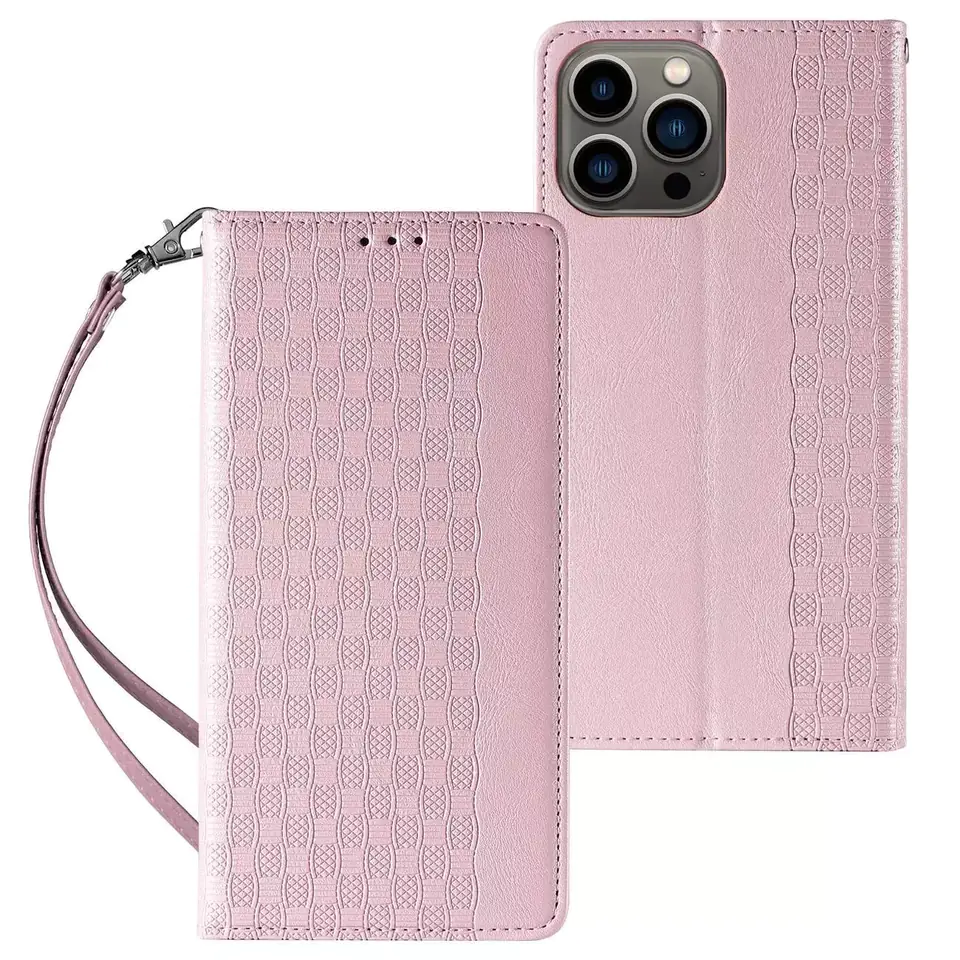 ⁨Magnet Strap Case etui do iPhone 12 Pro pokrowiec portfel + mini smycz zawieszka różowy⁩ w sklepie Wasserman.eu