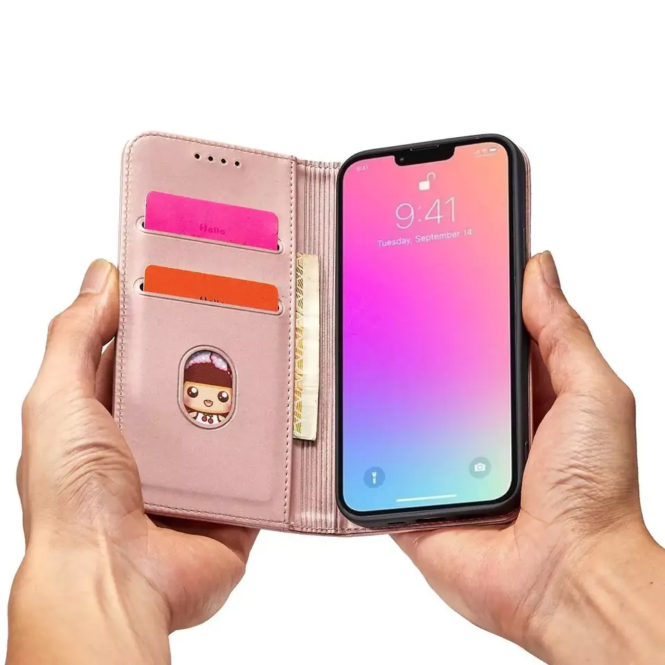 ⁨Magnet Card Case Case for iPhone 13 Pro Max Card Wallet Case Card Stand Pink⁩ at Wasserman.eu