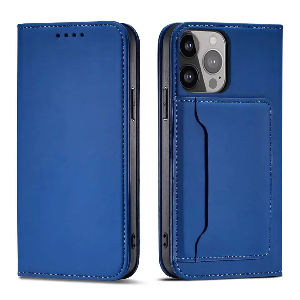 ⁨Magnet Card Case etui do iPhone 13 pokrowiec portfel na karty kartę podstawka niebieski⁩ w sklepie Wasserman.eu