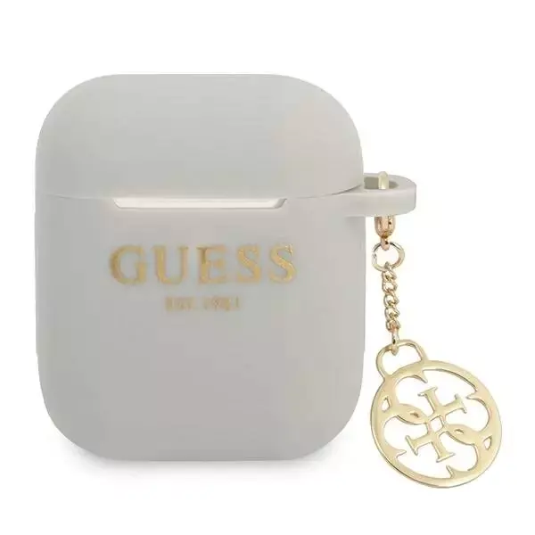 ⁨Guess GUA2LSC4EG AirPods cover szary/grey Silicone Charm 4G Collection⁩ w sklepie Wasserman.eu