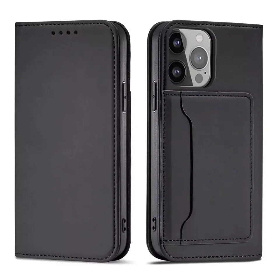 ⁨Magnet Card Case Case for iPhone 13 mini cover card wallet card stand black⁩ at Wasserman.eu