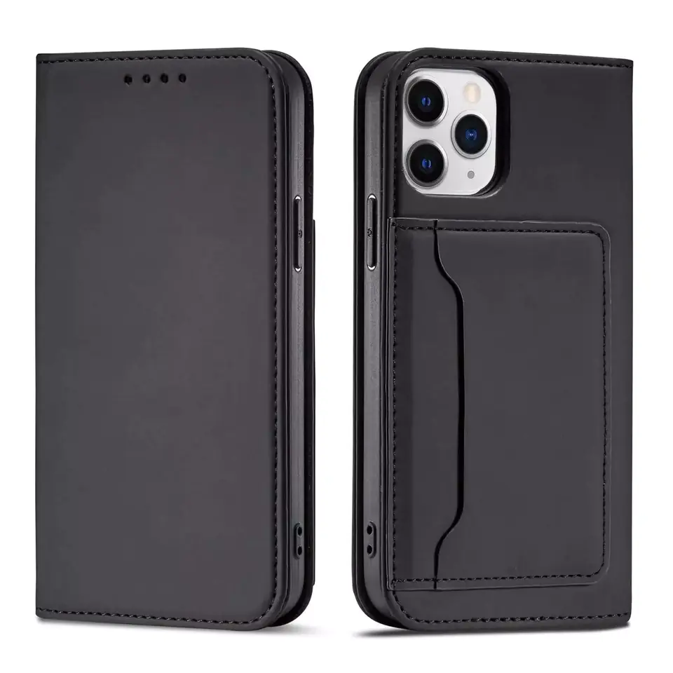 ⁨Magnet Card Case etui do iPhone 12 Pro Max pokrowiec portfel na karty kartę podstawka czarny⁩ w sklepie Wasserman.eu