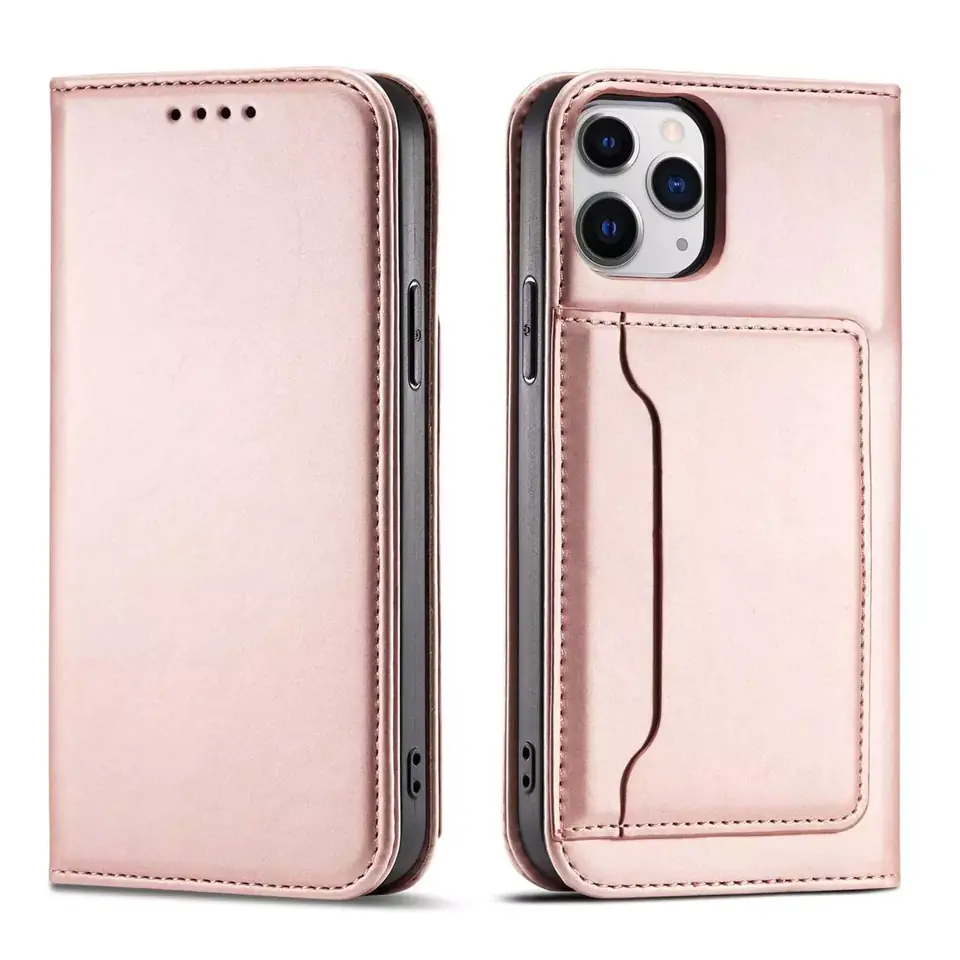 ⁨Magnet Card Case etui do iPhone 12 Pro pokrowiec portfel na karty kartę podstawka różowy⁩ w sklepie Wasserman.eu