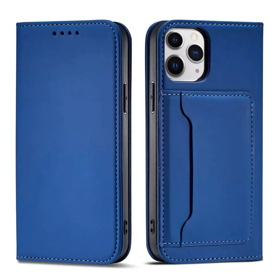 ⁨Magnet Card Case etui do iPhone 12 Pro pokrowiec portfel na karty kartę podstawka niebieski⁩ w sklepie Wasserman.eu