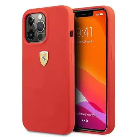 ⁨Ferrari FESSIHCP13XRE iPhone 13 Pro Max 6,7" czerwony/red hardcase Silicone⁩ w sklepie Wasserman.eu
