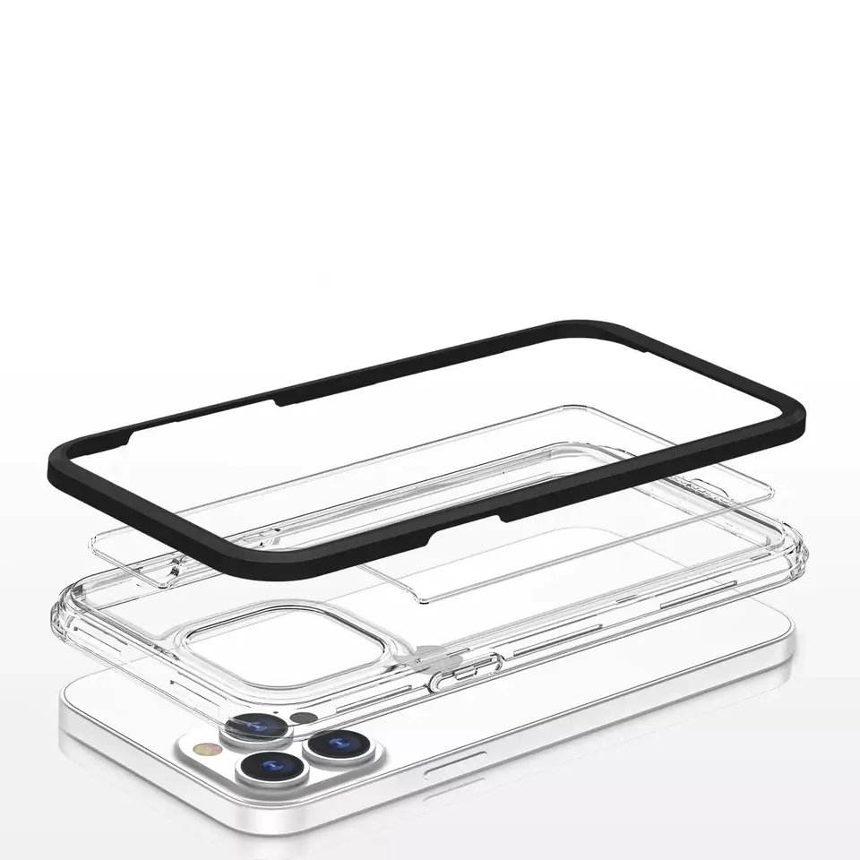 ⁨Clear 3in1 Case for iPhone 13 Pro Max Gel Cover with Frame Black⁩ at Wasserman.eu