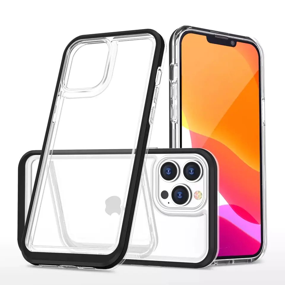⁨Clear 3in1 Case for iPhone 13 Pro Gel Cover with Frame Black⁩ at Wasserman.eu