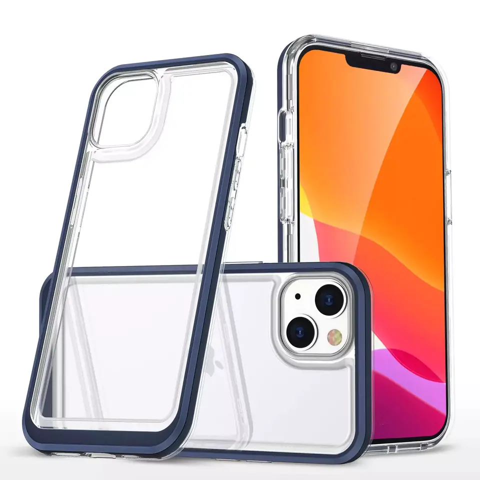 ⁨Clear 3in1 Case for iPhone 13 Gel Cover with Frame Blue⁩ at Wasserman.eu