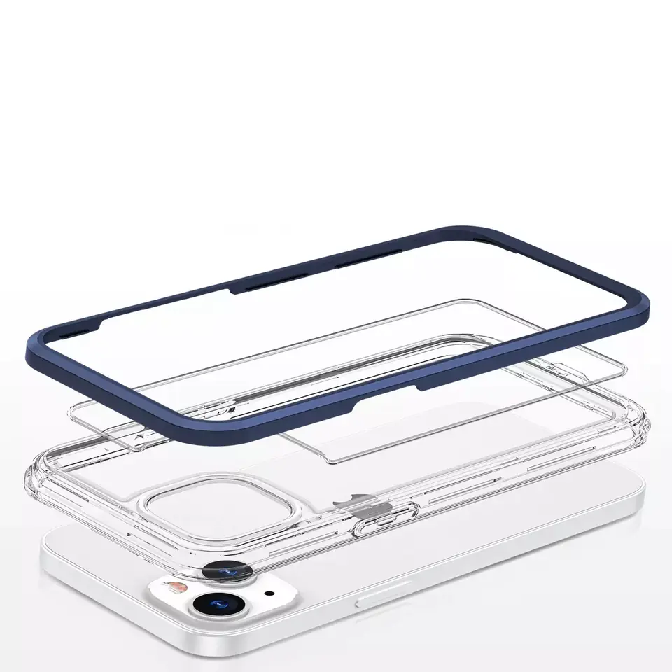 ⁨Clear 3in1 Case for iPhone 13 mini Gel Case with Frame Blue⁩ at Wasserman.eu