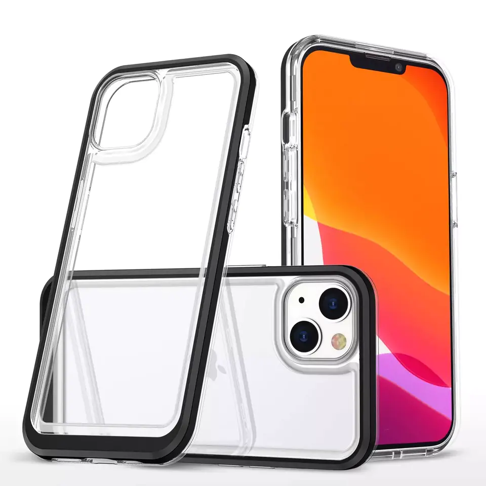 ⁨Clear 3in1 Case for iPhone 13 mini Gel Cover with Frame Black⁩ at Wasserman.eu
