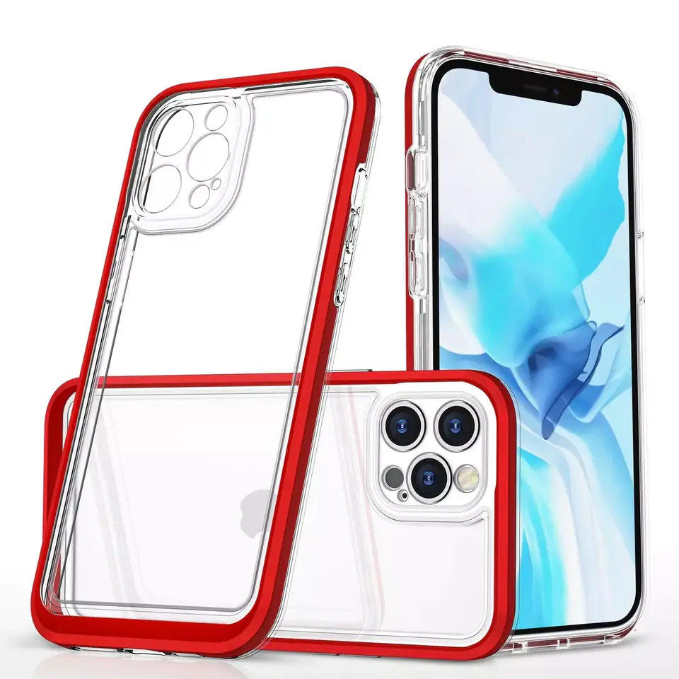 ⁨Clear 3in1 Case for iPhone 12 Pro Max Gel Cover with Frame Red⁩ at Wasserman.eu