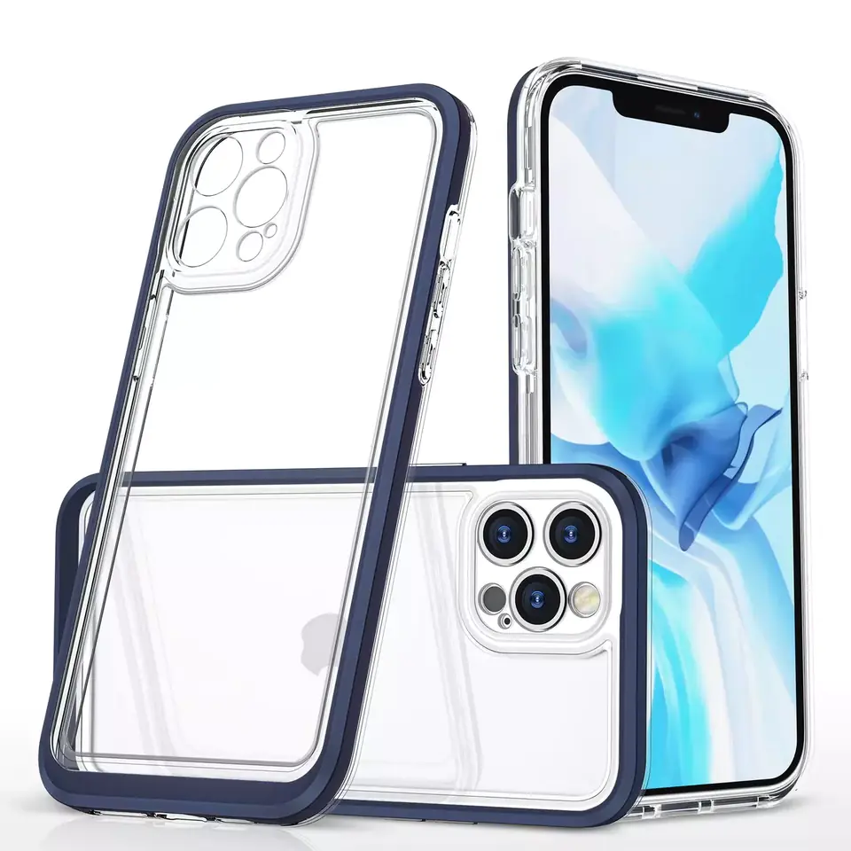 ⁨Clear 3in1 Case for iPhone 12 Pro Max Gel Cover with Frame Blue⁩ at Wasserman.eu