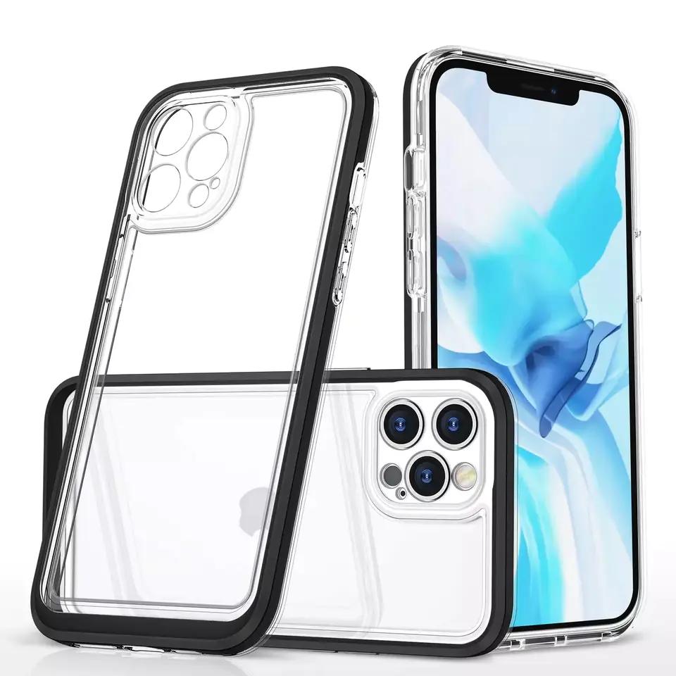 ⁨Clear 3in1 Case for iPhone 12 Pro Max Gel Cover with Frame Black⁩ at Wasserman.eu