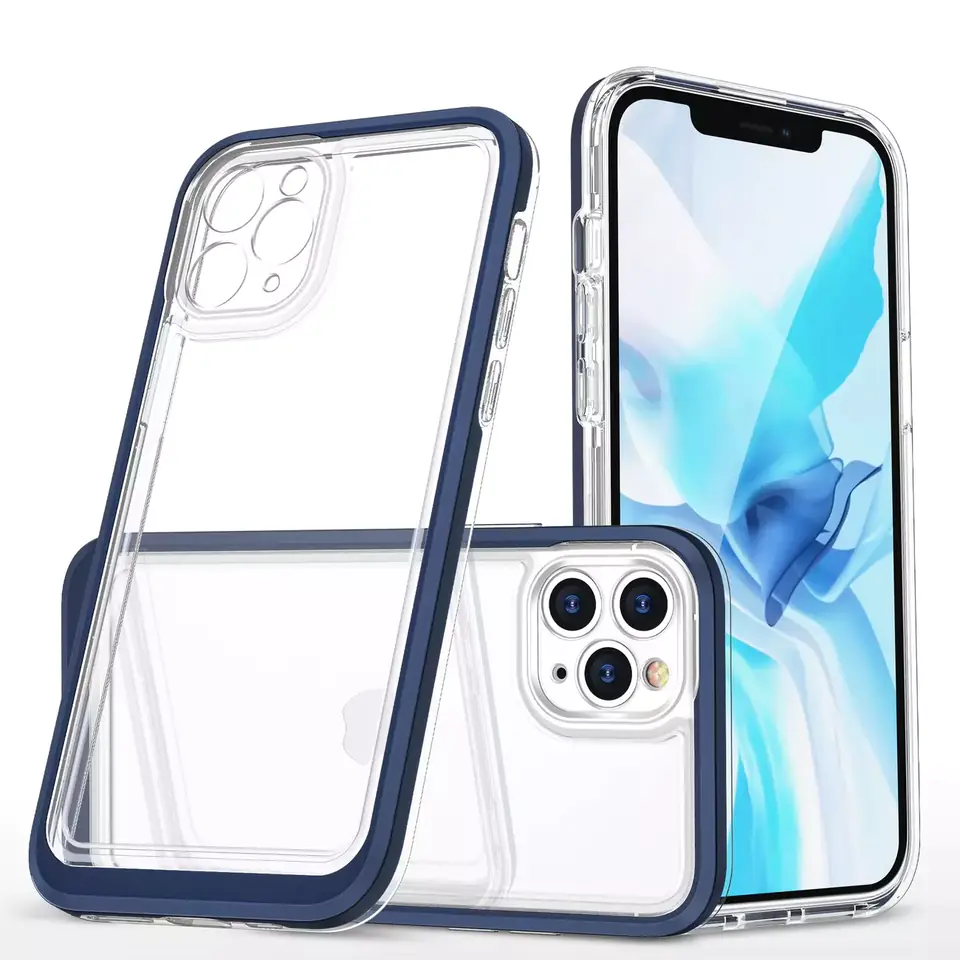 ⁨Clear 3in1 Case for iPhone 11 Pro Max Gel Cover with Frame Blue⁩ at Wasserman.eu
