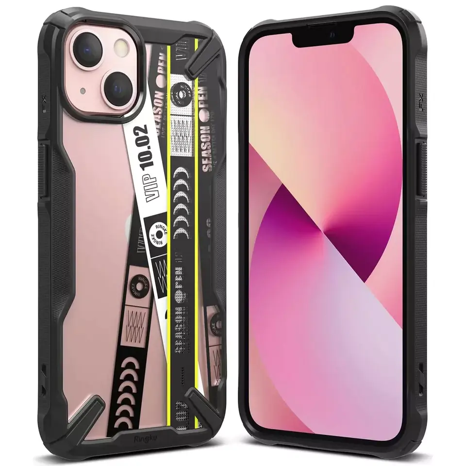 ⁨Ringke Fusion X Design Case armored cover with iPhone 13 mini frame black (Ticket band) (FXD540E43)⁩ at Wasserman.eu