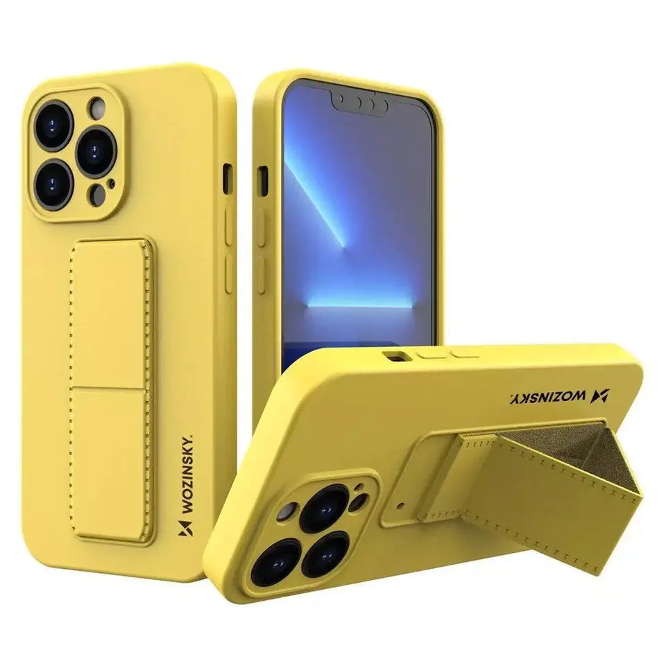 ⁨Wozinsky Kickstand Case silicone case with stand iPhone 13 mini yellow⁩ at Wasserman.eu