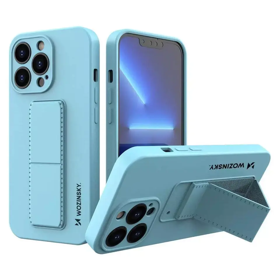 ⁨Wozinsky Kickstand Case Silicone Case with Stand iPhone 13 Pro Max light blue⁩ at Wasserman.eu