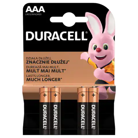 ⁨Zestaw baterii AAA Duracell (x 4)⁩ w sklepie Wasserman.eu