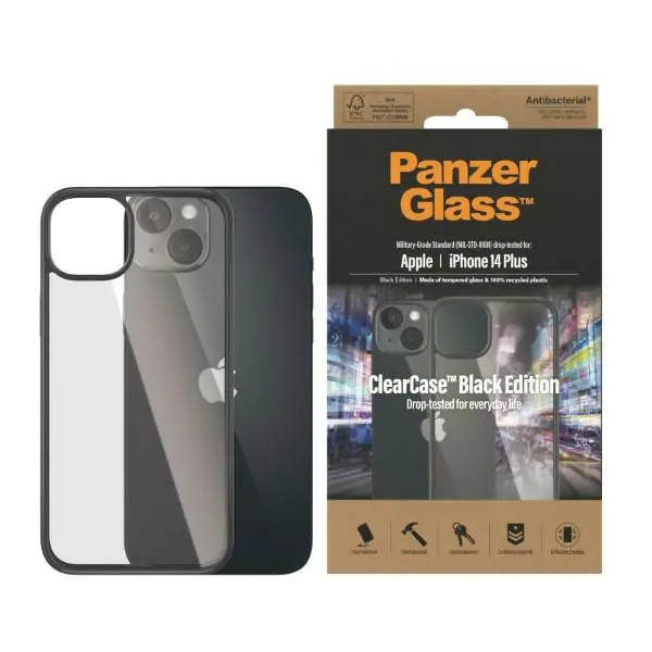 ⁨PanzerGlass ClearCase iPhone 14 Plus 6,7" Antibacterial czarny/black 0407⁩ w sklepie Wasserman.eu
