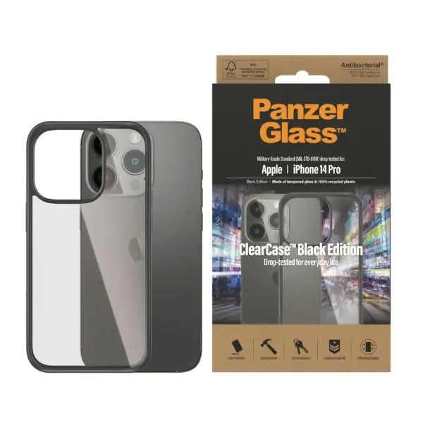 ⁨PanzerGlass ClearCase iPhone 14 Pro 6.1" Antibacterial black/black 0406⁩ at Wasserman.eu