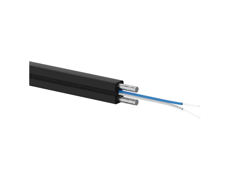 ⁨FO Fiber Optic Cable OS2 FTTH flat SM 2J 9/125 LSOH black, reinforced with two steel bars 1000m - ALANTEC - ALANTEC⁩ at Wasserman.eu