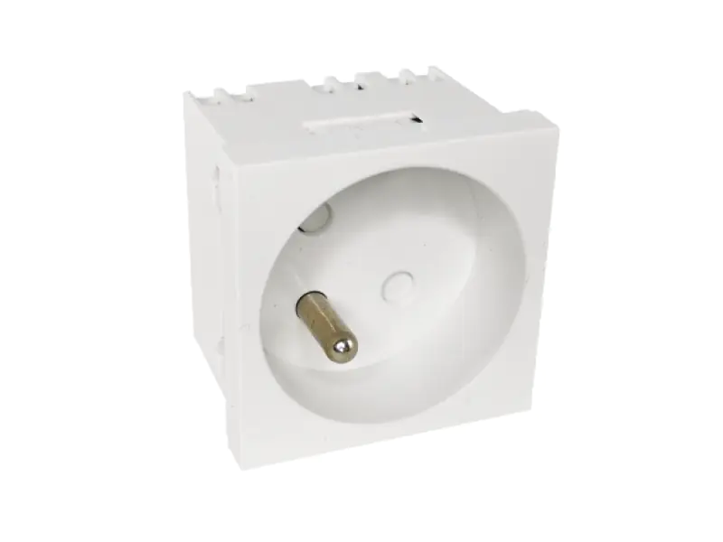 ⁨Modularne gniazdo elektryczne 2P+Z, 45x45, standardowe, białe ALANTEC - ALANTEC⁩ w sklepie Wasserman.eu