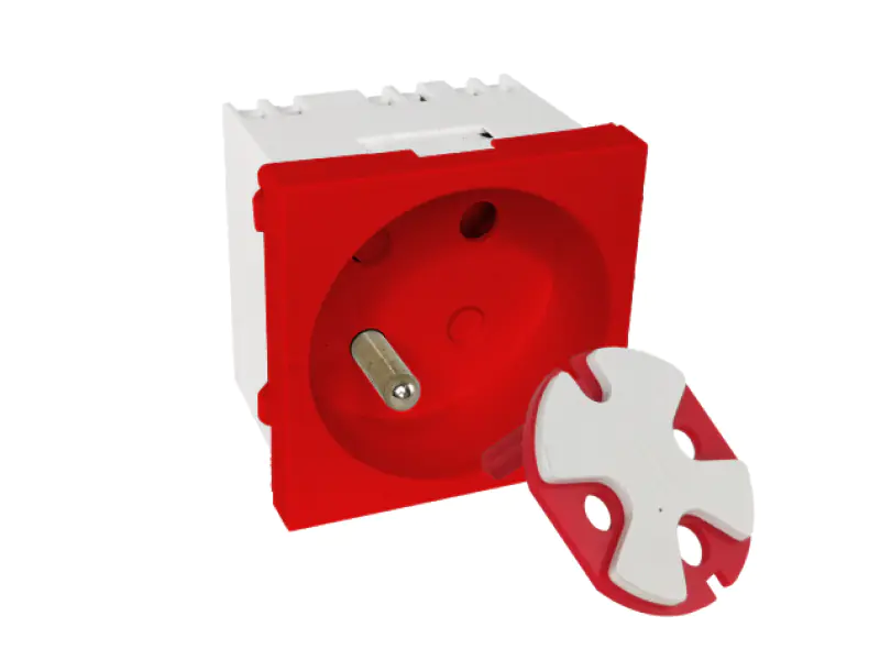⁨Modular socket 2P+Z, 45x45, DATA with key, red ALANTEC - ALANTEC⁩ at Wasserman.eu