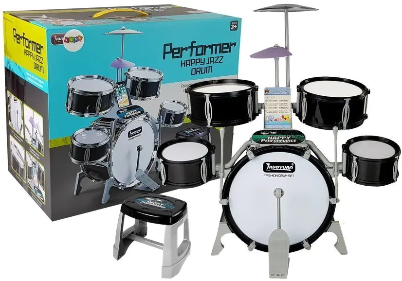 ⁨Drums Music Set 5 Reels Chair Cymbal Black⁩ at Wasserman.eu