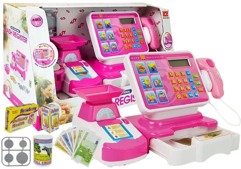 ⁨Cash register scale scanner shopping list market pink⁩ at Wasserman.eu