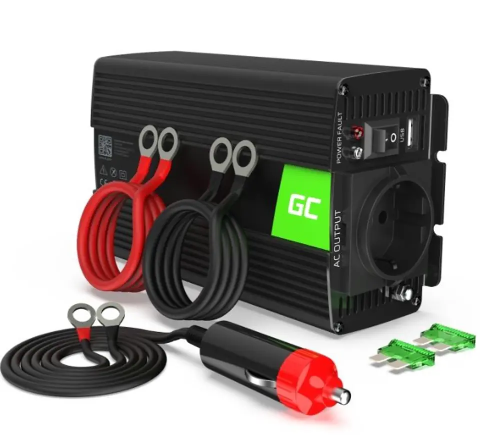 Green Cell INV02DE power adapter/inverter Auto 300 W Black at Wasserman.eu