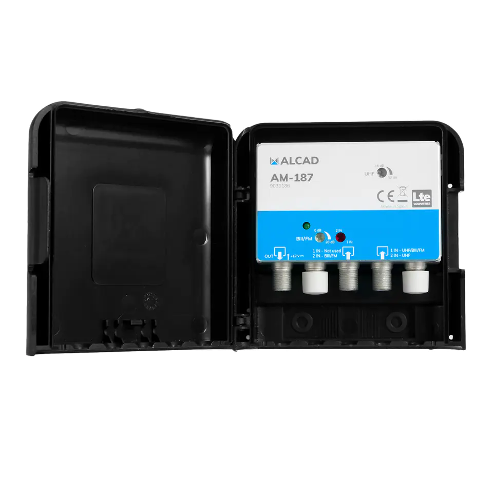 ⁨Alcad wzmacniacz masztowy AM-187 12V 32dB UHF+VHF⁩ w sklepie Wasserman.eu