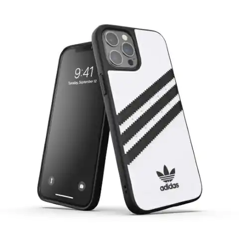 ⁨Adidas OR Moulded Case PU iPhone 12 Pro Max biało-czarny/white-black 42239⁩ w sklepie Wasserman.eu