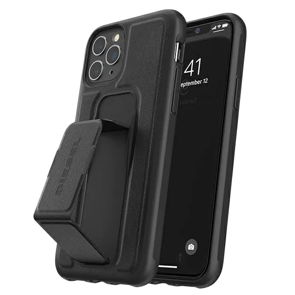 ⁨Diesel Grip Case Leather Look iPhone 12/12 Pro czarny/black 42534⁩ w sklepie Wasserman.eu