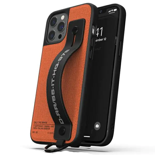 ⁨Diesel Handstrap Case Utility Twill iPhone 12 Pro Max czarno-pomarańczowy/black-orange 44289⁩ w sklepie Wasserman.eu