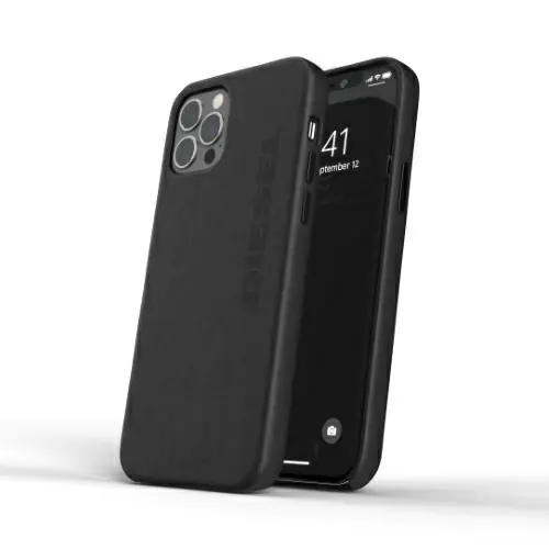 ⁨Diesel Moulded Case Premium Leather Wrap iPhone 12 Pro Max black/black 42517⁩ at Wasserman.eu