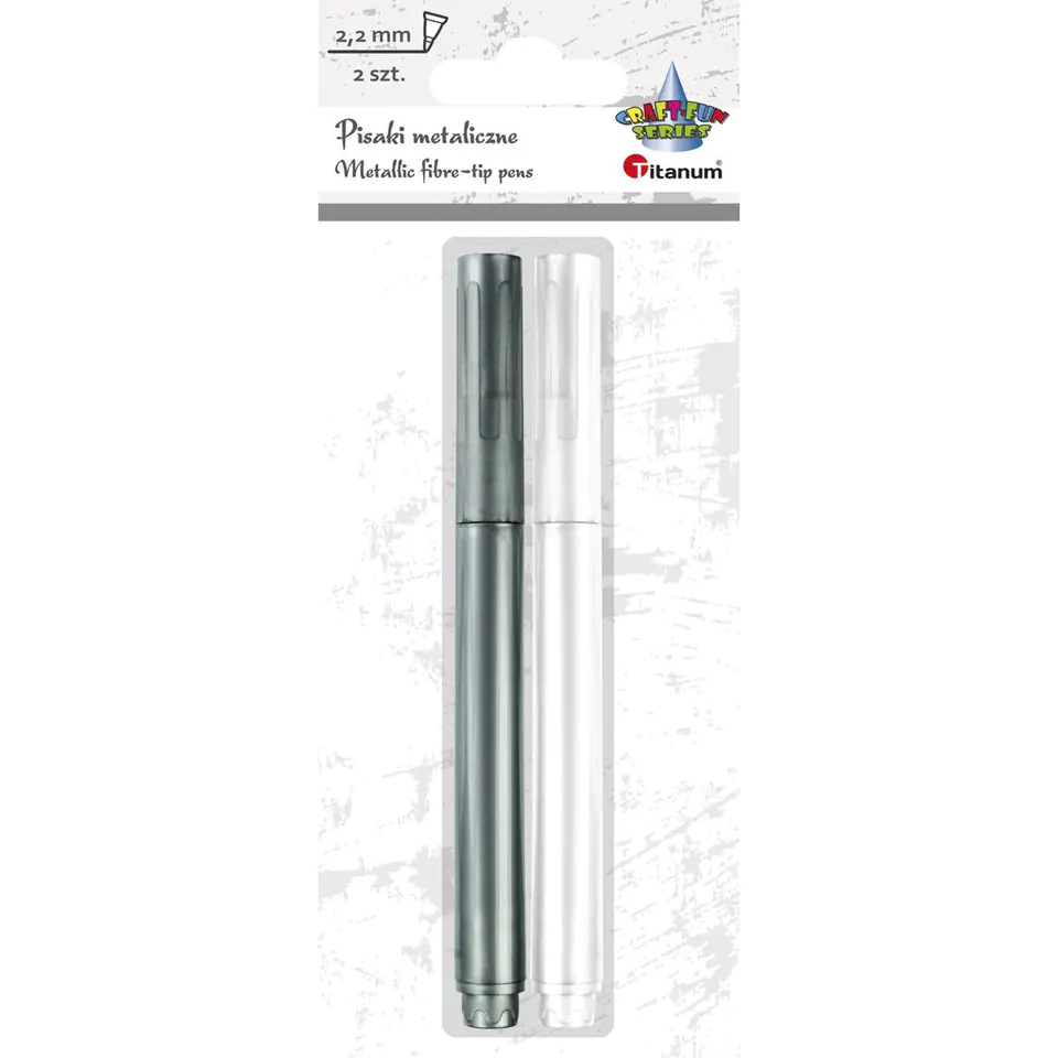 ⁨Metallic pen fineliner 2.2 mm 2 col. white/silver 463324 TITANUM⁩ at Wasserman.eu