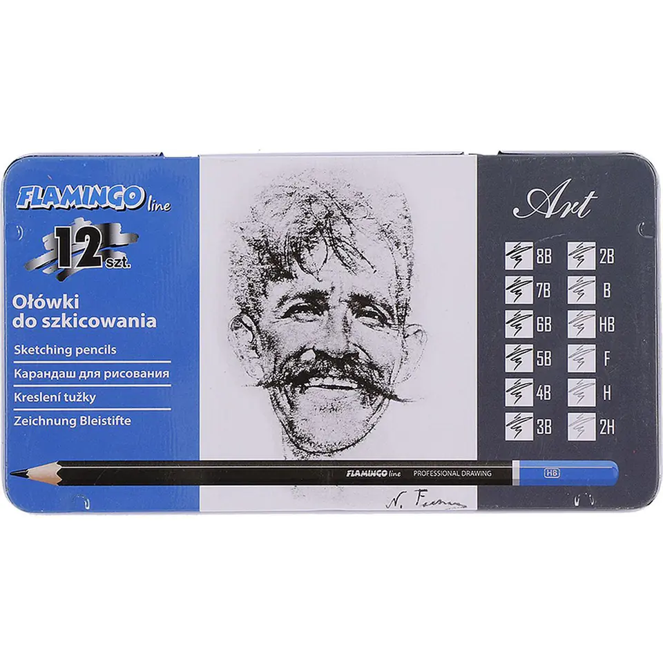 ⁨Sketching pencils 8B-2H 12 pcs. metal packaging 175055 TITANUM⁩ at Wasserman.eu