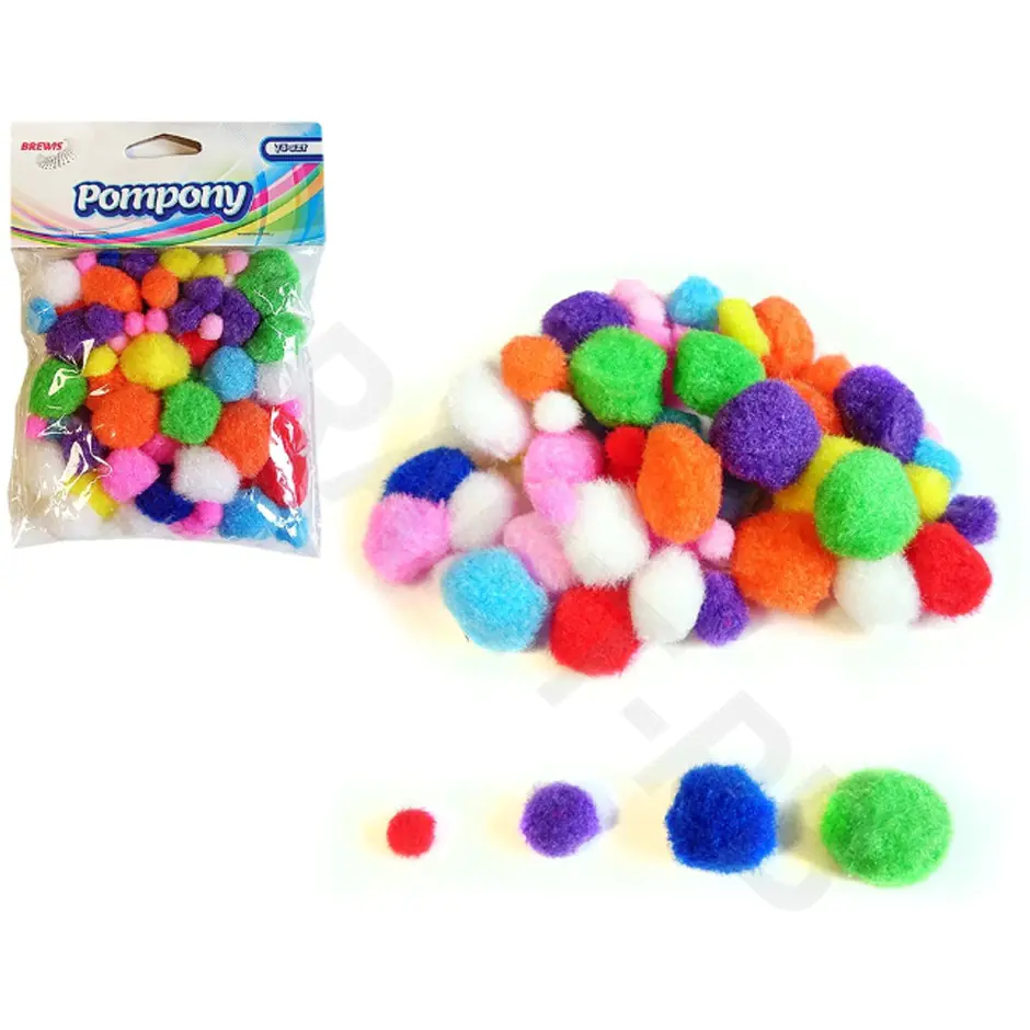 ⁨Pompons acrylic mix of colors and size. 78pcs. POM08 BREWIS⁩ at Wasserman.eu