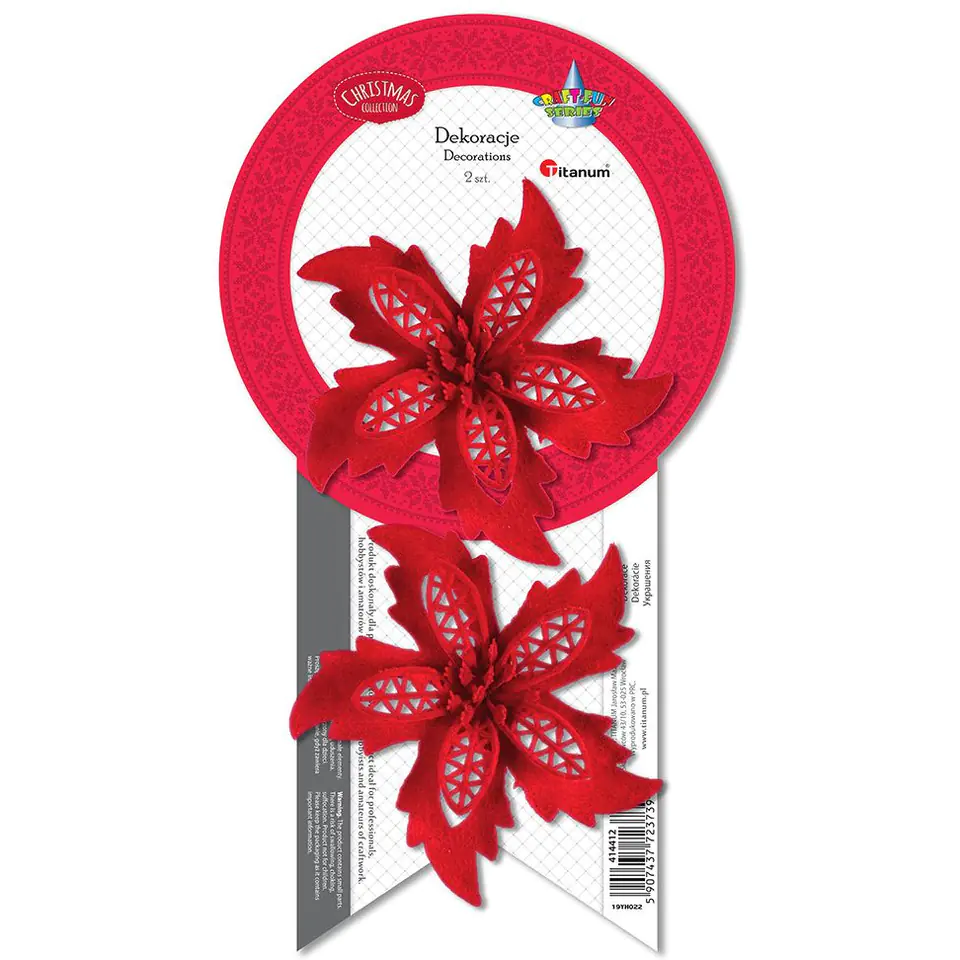 ⁨Poinsettia flower Christmas decoration 11,5cm (2pcs) 414412 TITANUM⁩ at Wasserman.eu