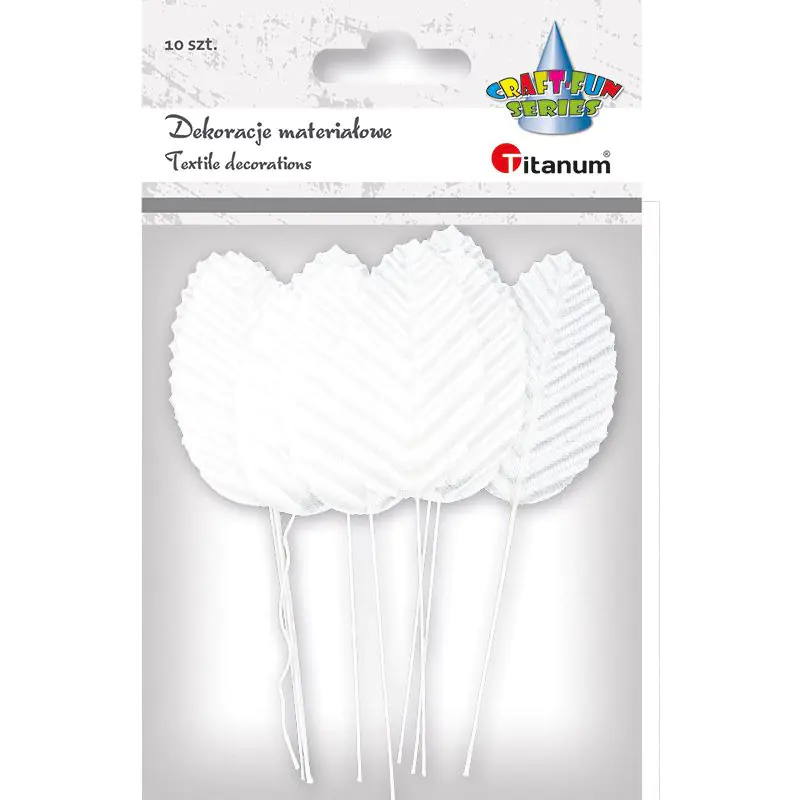 ⁨Fabric leaves on floristic wire white 10 pcs. 396468 TITANUM⁩ at Wasserman.eu