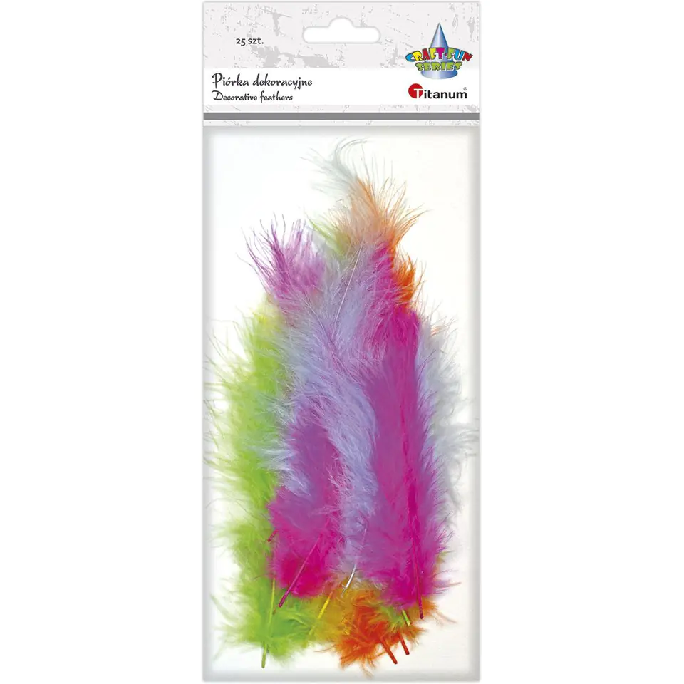 ⁨Decorative feathers bright color mix 25 pcs. 462842 TITANUM⁩ at Wasserman.eu