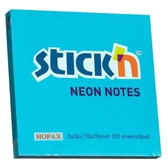 ⁨Bloczek samoprzylepny 76x76mm 100k niebieski neonowy 21209 STICK`N⁩ w sklepie Wasserman.eu