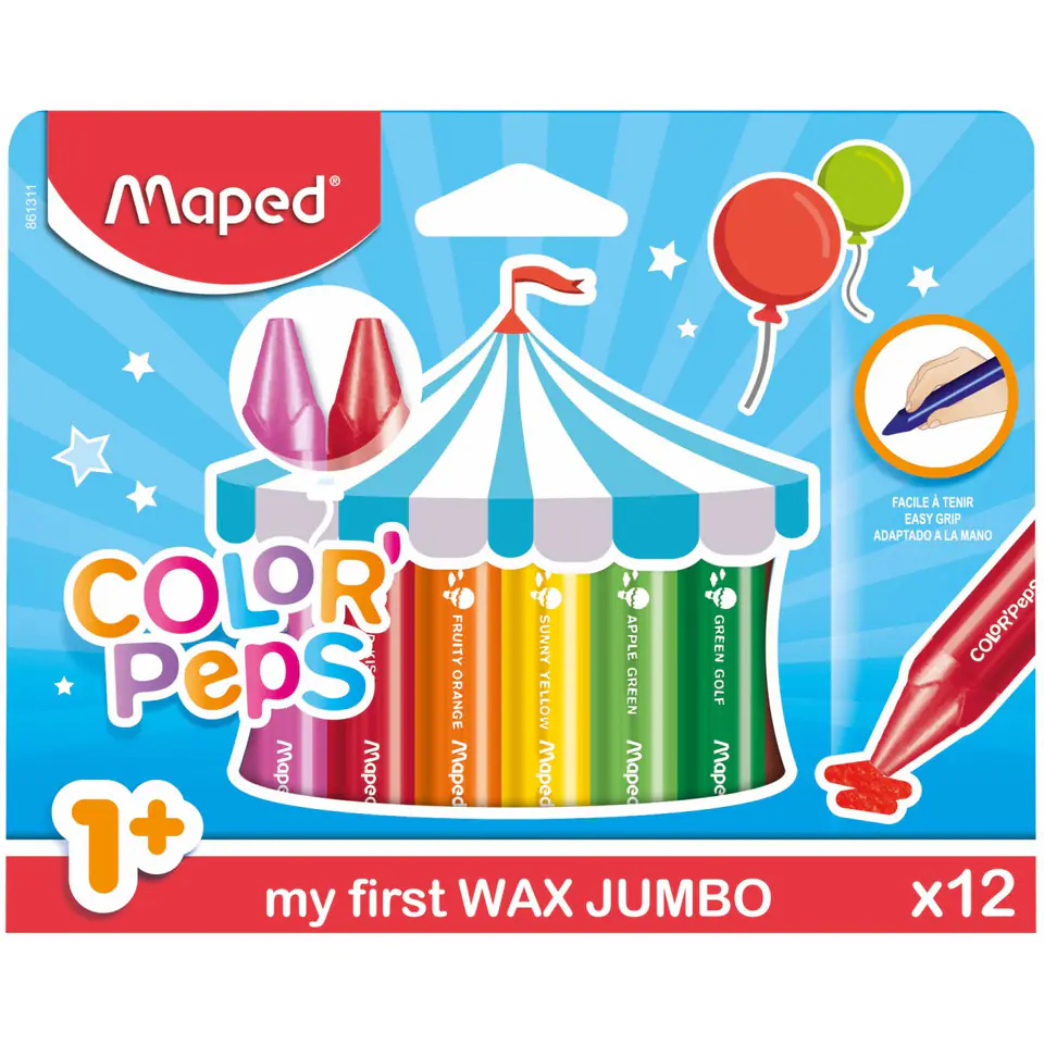 ⁨Kredki COLORPEPS świecowe JUMBO 12 kolorów 861311 MAPED⁩ w sklepie Wasserman.eu